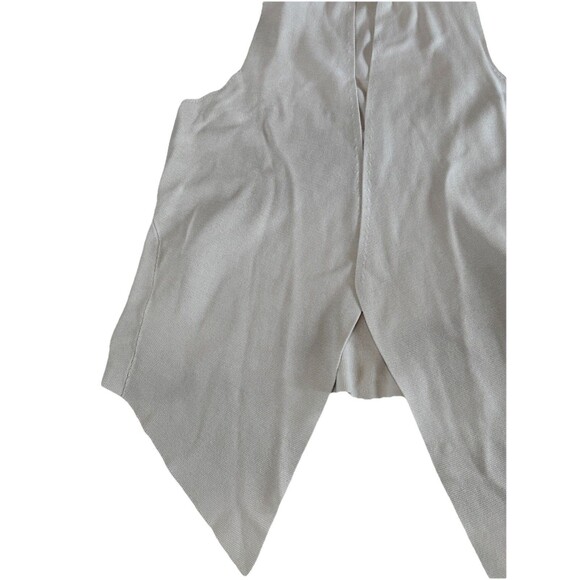 Eileen Fisher Cardigan Knit Open Front Silk Cotton Oatmeal Beige Sleeveless - Picture 6 of 9